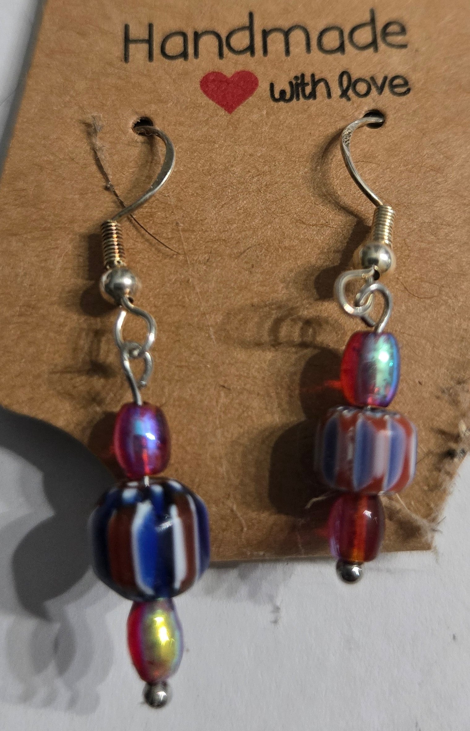 Sterling silver earrings with patriotic charms.