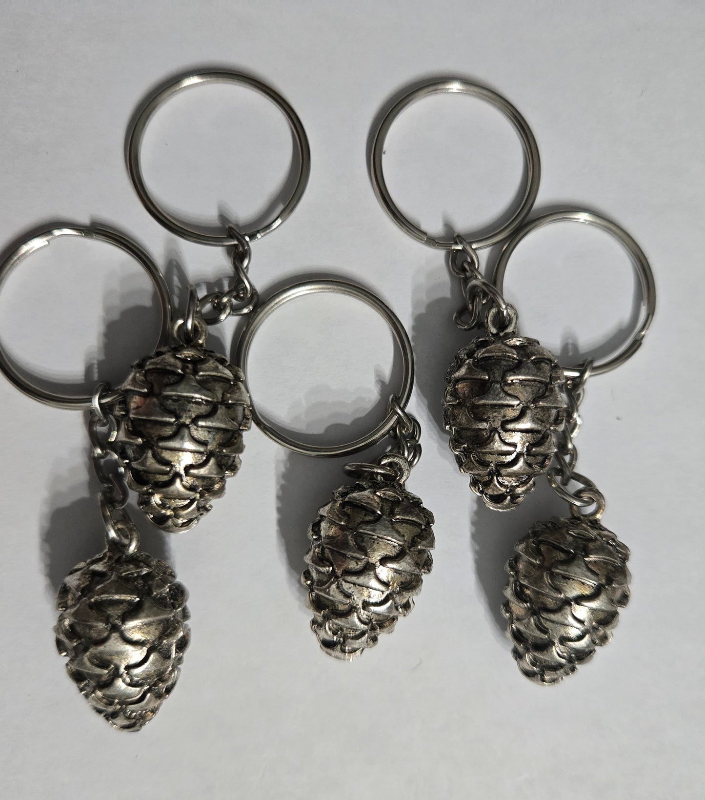 Metallic silver acorn keychains