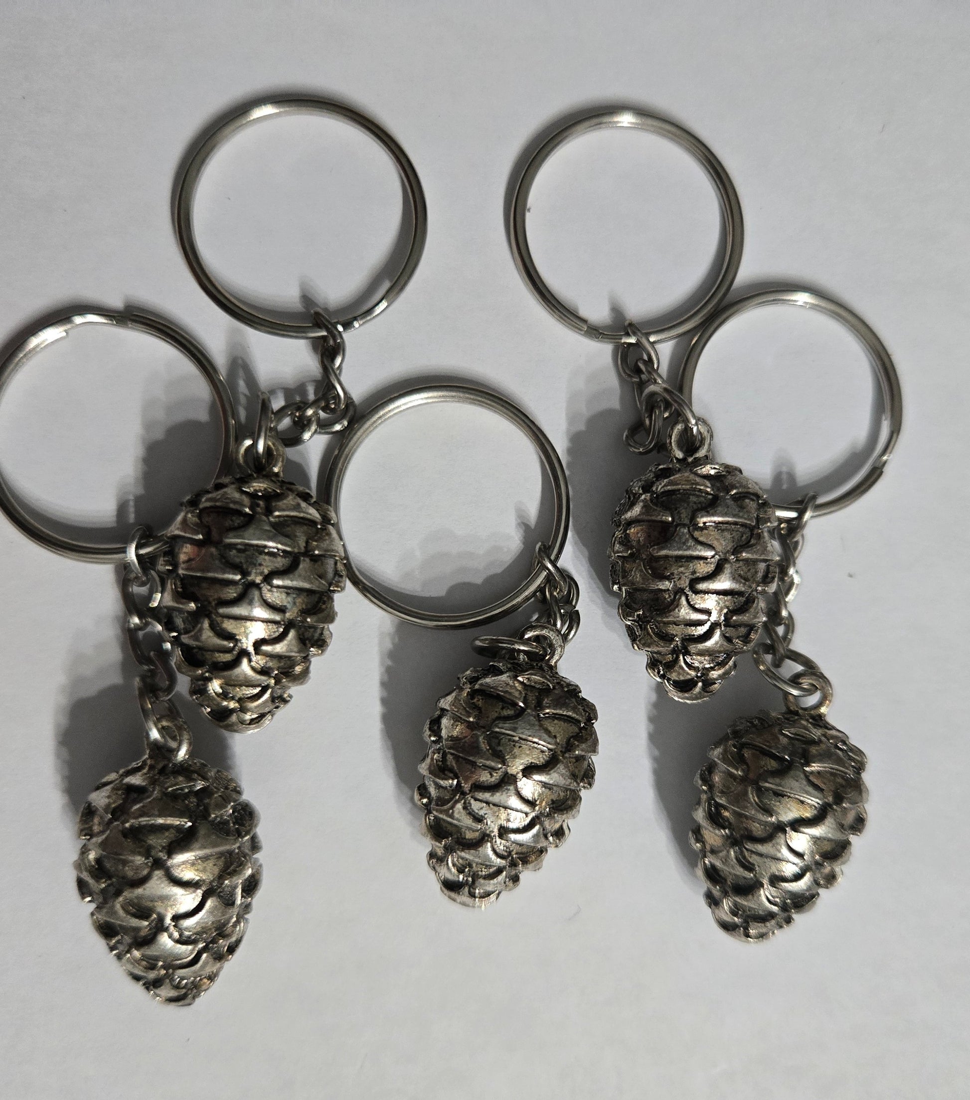 Metallic silver acorn keychains